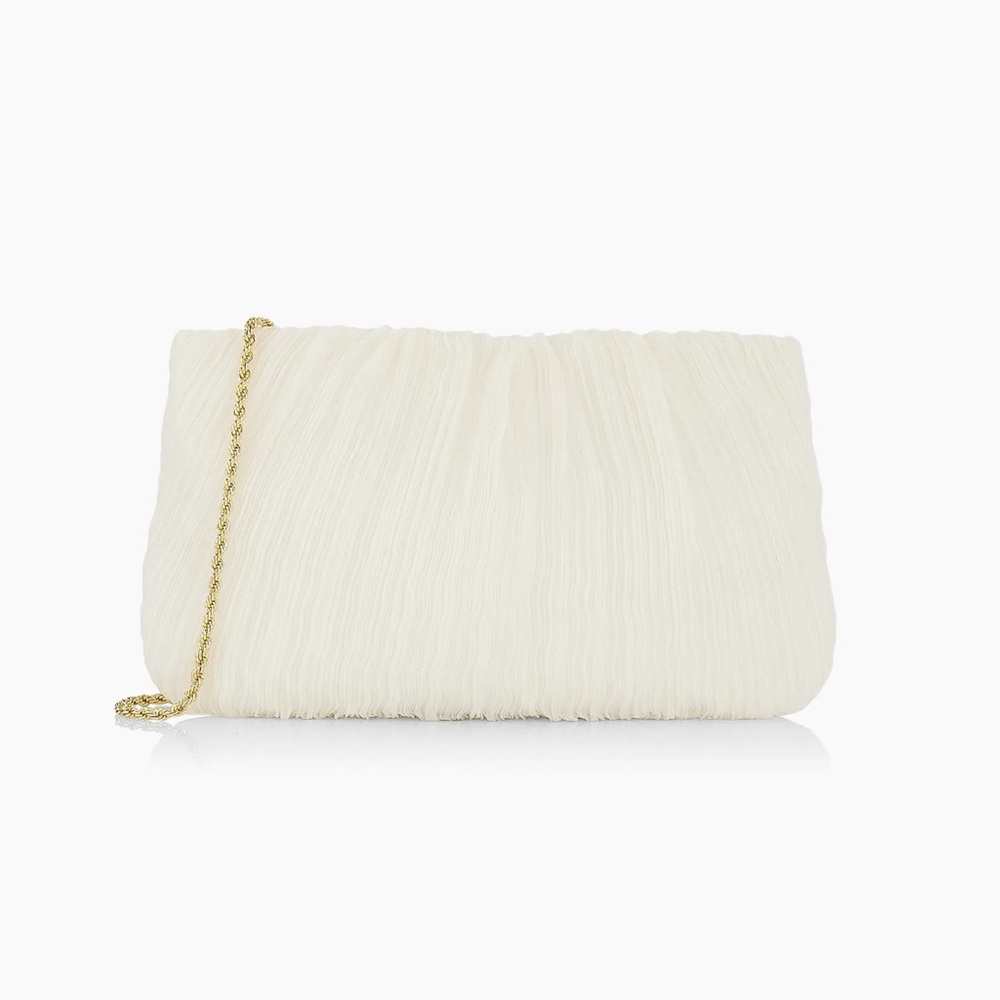 Loeffer Randall Brit Pleated Clutch-On-Chain. NWT